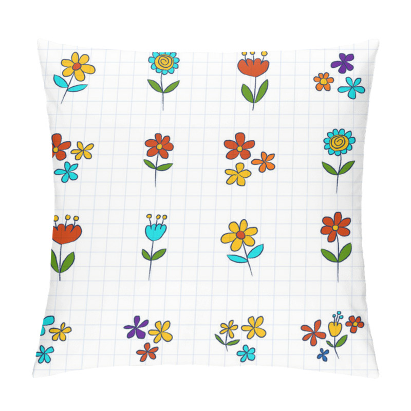 Personality  Vector Set Of Doodle Flowers Pillow Covers