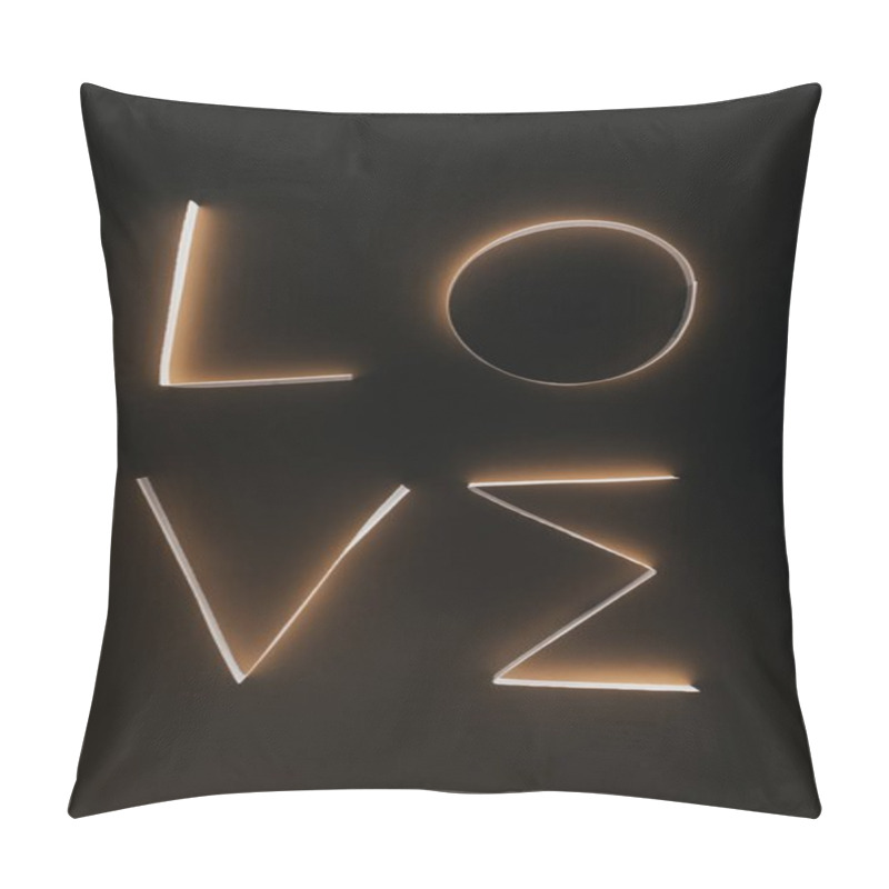 Personality  Word LOVE Made Of Paper Stripes On Dark Surface Pillow Covers