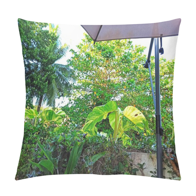 Personality  Vibrant Summer Garden Oasis Surrounded By Lush Plants Pillow Covers