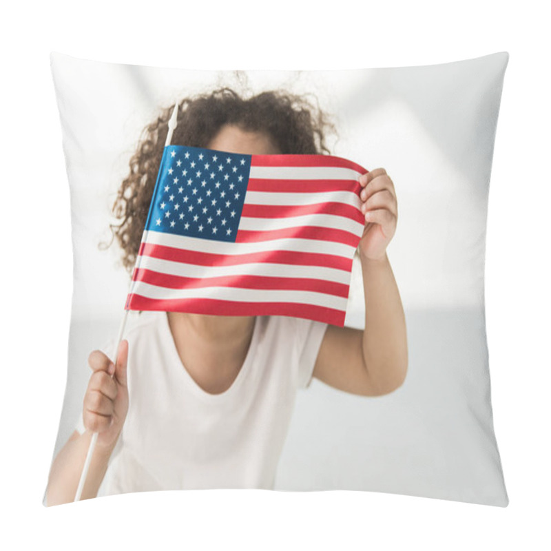 Personality  Baby Girl With American Flag Pillow Covers