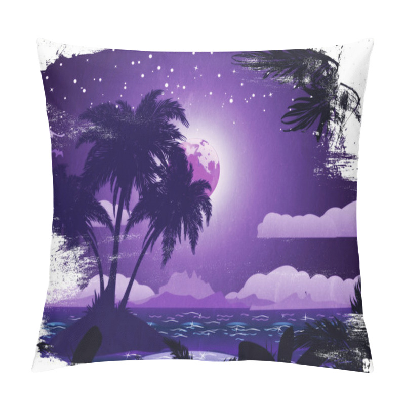 Personality  Grunge Tropical Island At Night Pillow Covers