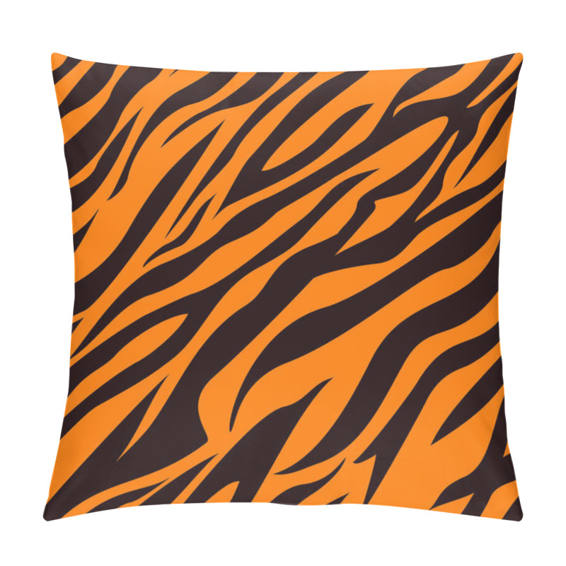 Personality  Seamless Tiger Skin Pattern. Abstract Background Of Stripes. Print On Fabric And Textiles. Endless Tiger Ornament Of Lines. Vector Background Pillow Covers