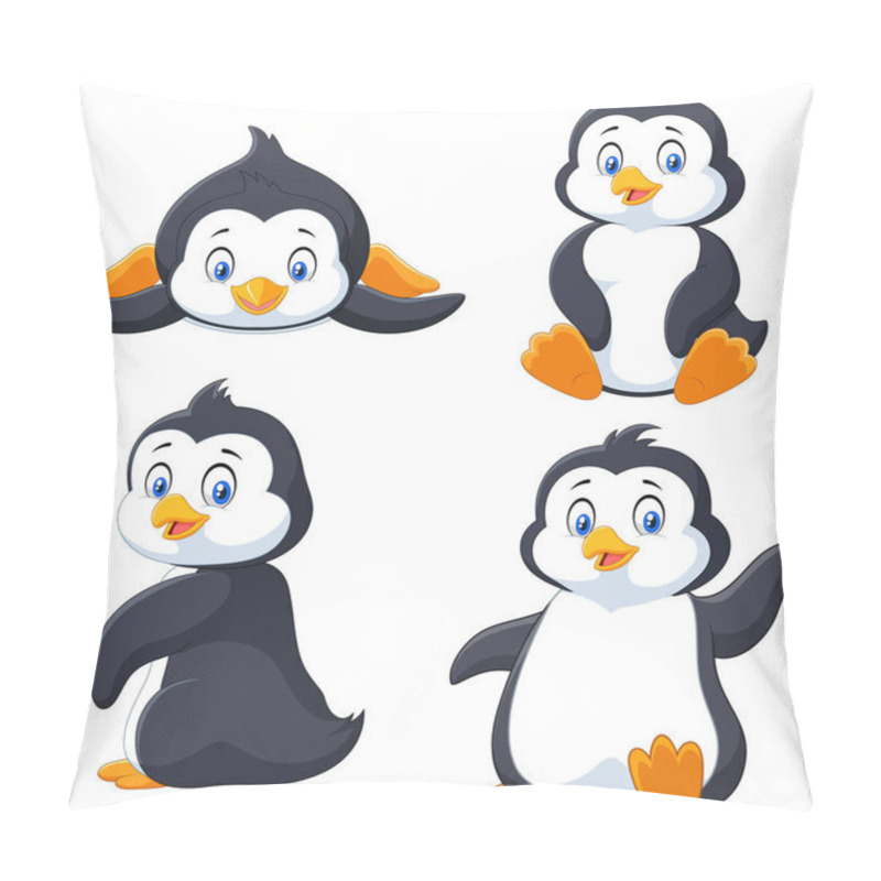 Personality  Collection Of Cartoon Penguin Isolated On White Background  Pillow Covers