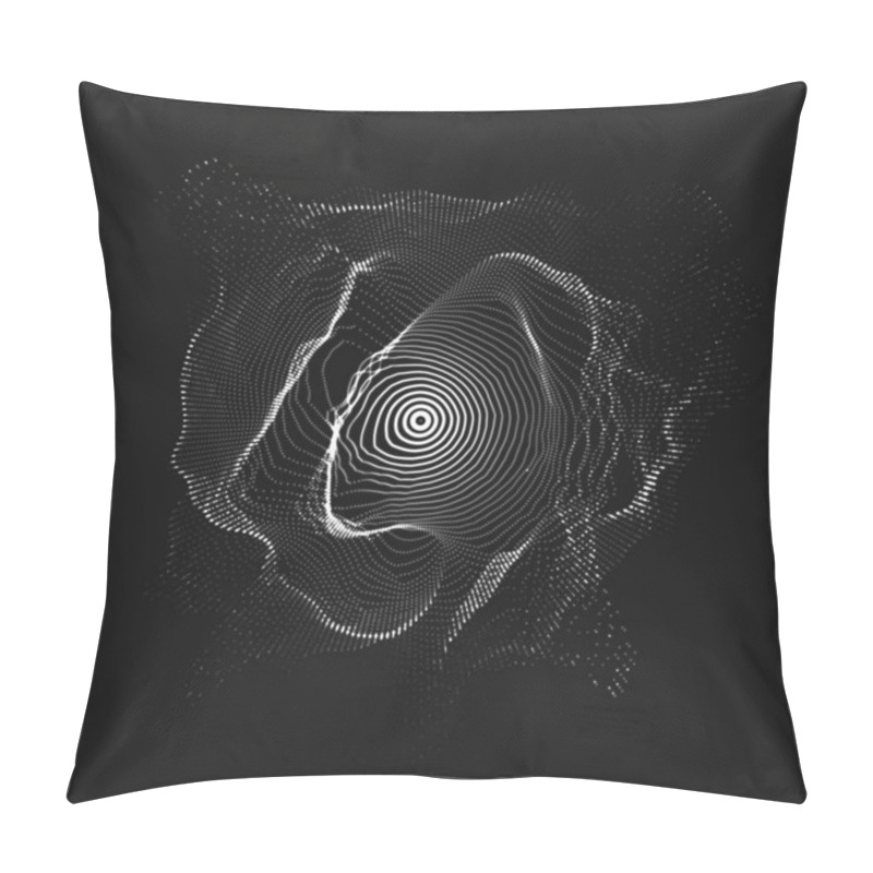 Personality  Abstract Vector White Mesh On Dark Background. Futuristic Style Card. Elegant Background For Business Presentations. Grayscale Corrupted Point Sphere. Chaos Aesthetics. Pillow Covers