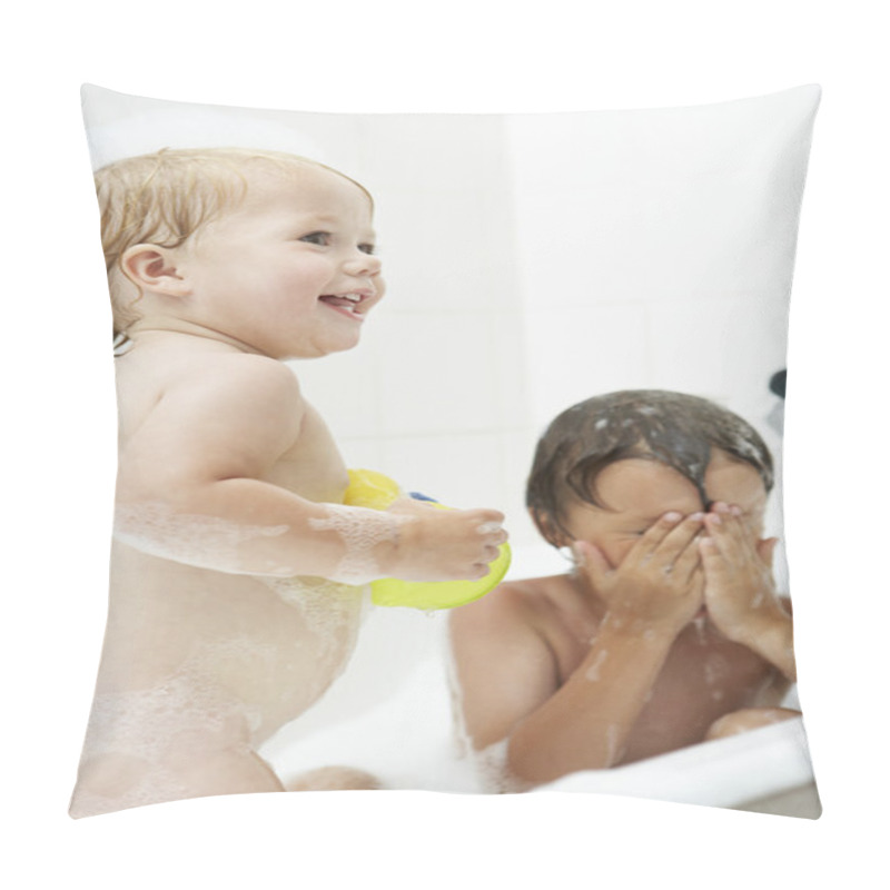 Personality  Children Enjoying Bath Time Pillow Covers