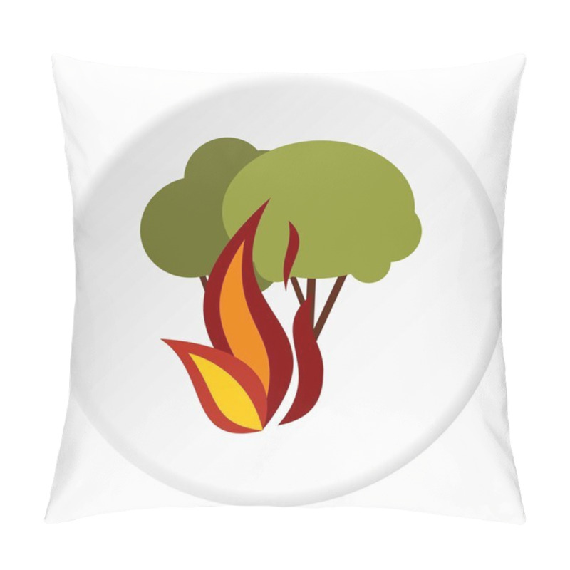 Personality  Fire In Woods Icon, Flat Style Pillow Covers