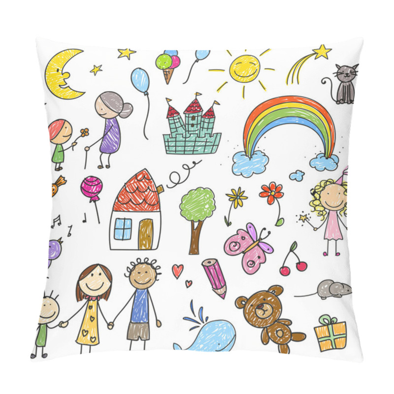 Personality  Collection Of Children Drawings Pillow Covers