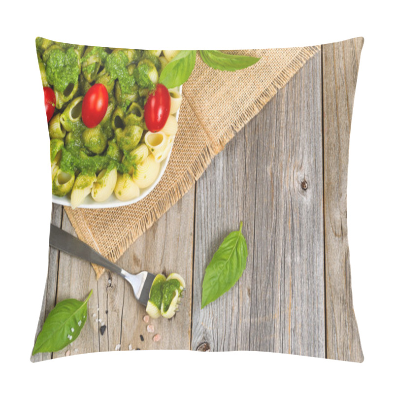 Personality  Fresh Basil Pesto Dish With Cherry Tomatoes On Rustic Wood Pillow Covers