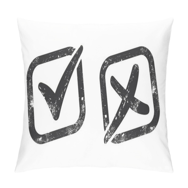 Personality  Tick And Cross Black Signs. Gray Checkmark OK And Red X Icons, Isolated On White Background. Simple Marks Graphic Design. Circle Symbols YES And NO Button For Vote, Decision, Web. Vector Illustration Pillow Covers