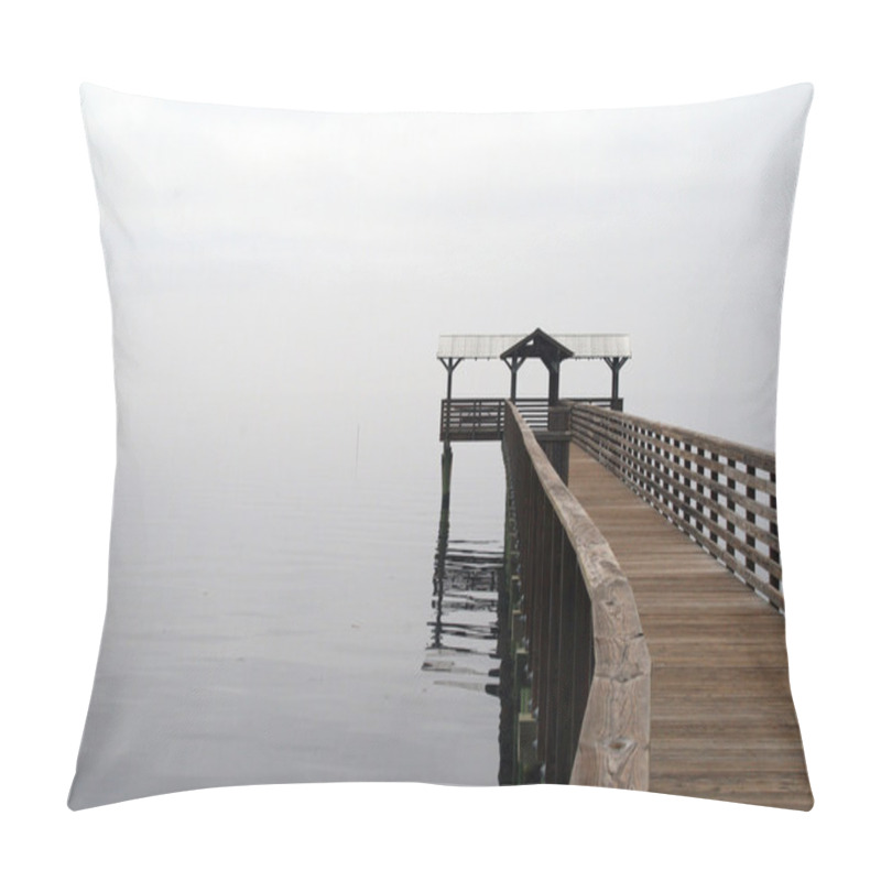 Personality  Fog Covered Dock On The St Johns River In Jacksonville Florida Pillow Covers