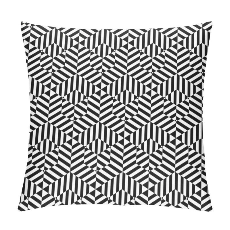 Personality  Black And White Striped Big And Small Hexagons Pillow Covers