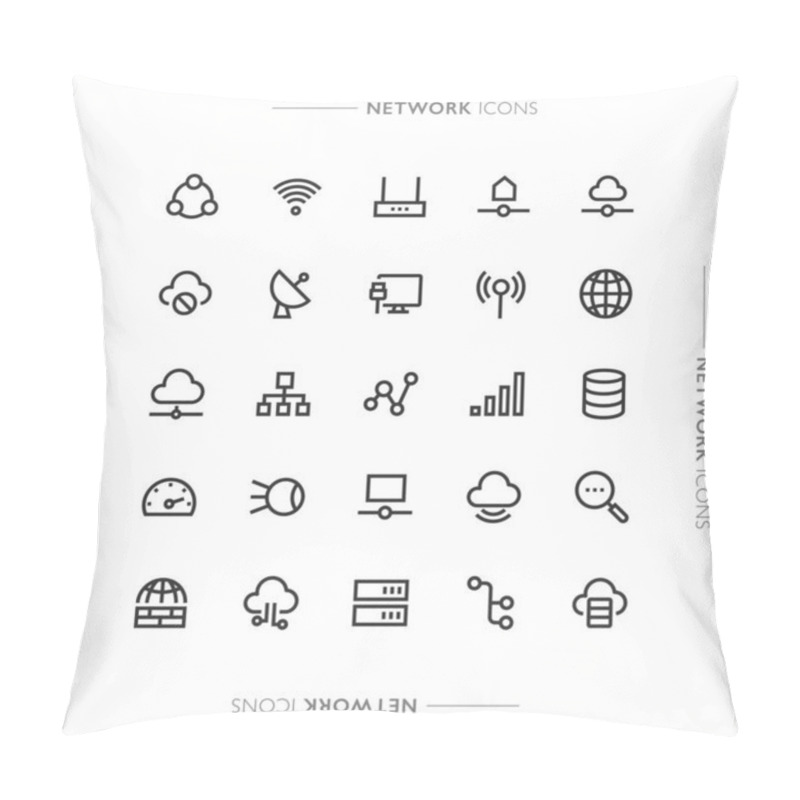 Personality  Network And Connectivity Minimalistic Modern Line Icons Pillow Covers