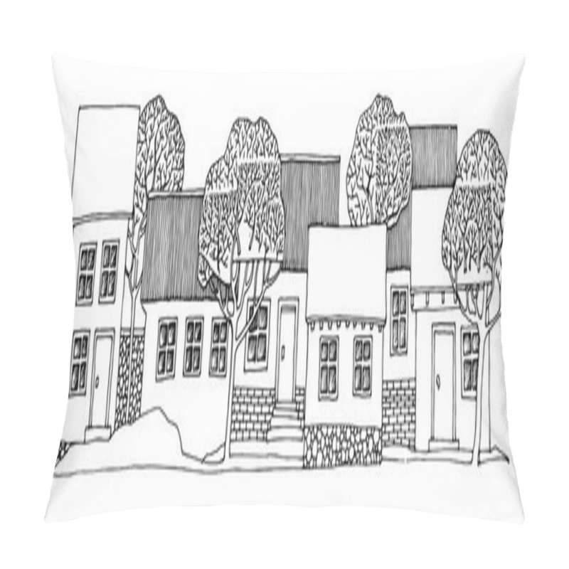 Personality  Cartoon Hand Drawing Houses Pillow Covers