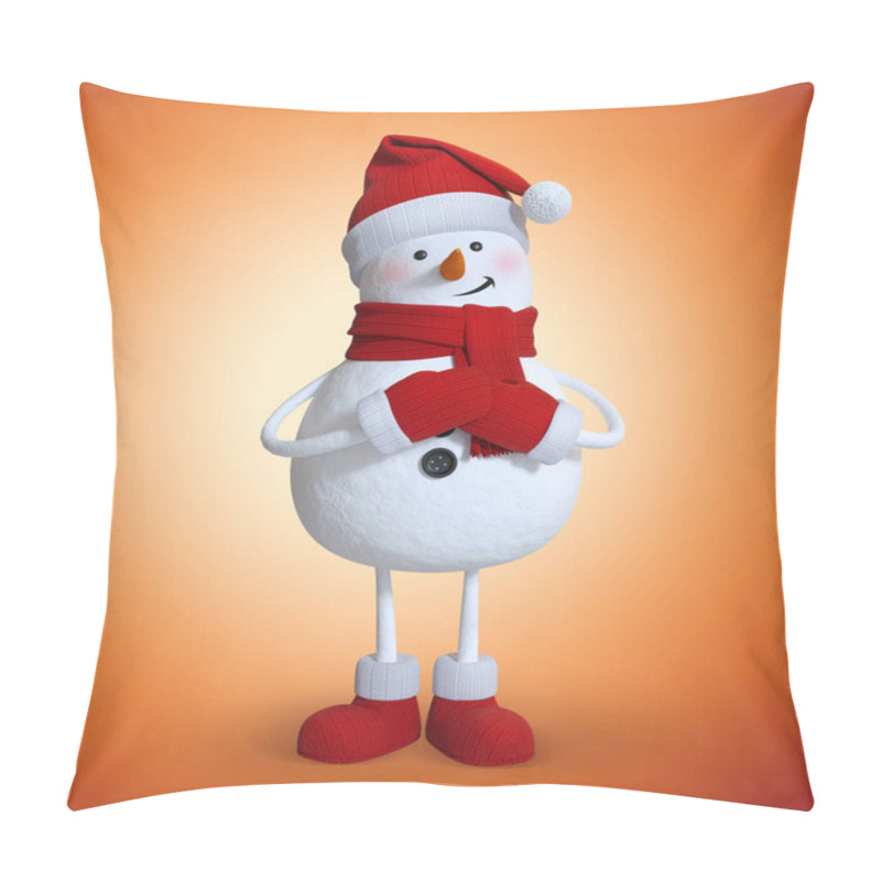 Personality  Snowman Making A Wish, 3d Character Illustration, Christmas Holiday Clip Art, Funny Toy Pillow Covers