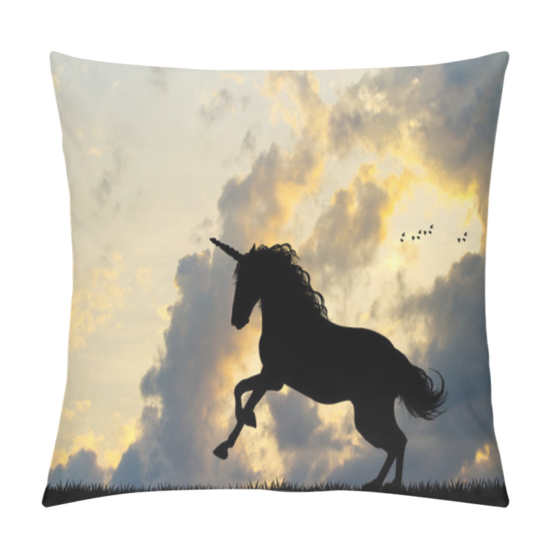 Personality  Unicorn Silhouette At Sunset Pillow Covers