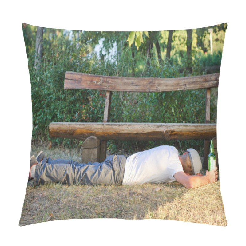 Personality  Drunk Man Sleeping It Off In A Park Pillow Covers