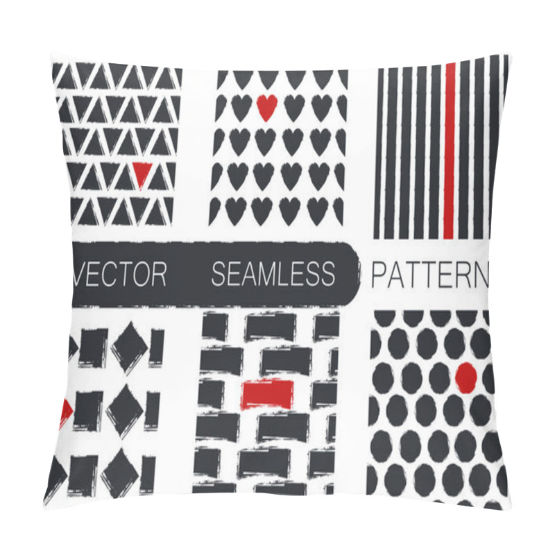 Personality  Set With Six Seamless Patterns With Triangles, Strokes, Rhombus, Pillow Covers