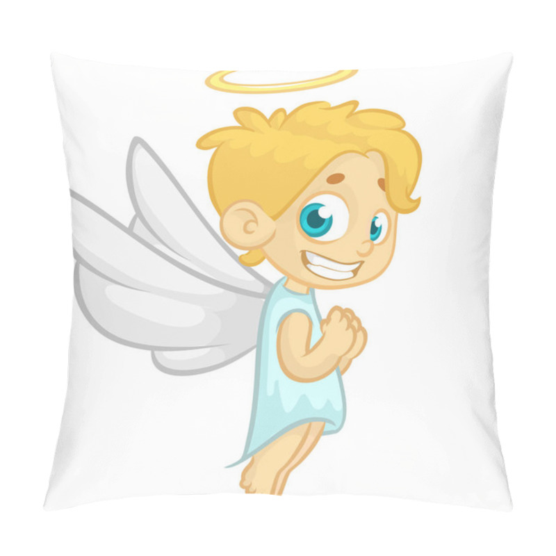 Personality  Vector Cartoon Illustration Of Christmas Angel With Nimbus And Wings Pillow Covers