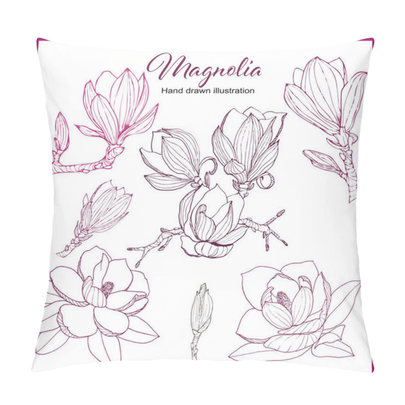 Personality  Magnolia Collection. Set Of Hand Drawn Floral Elements. Vectorial Flowers For Your Design. Pillow Covers