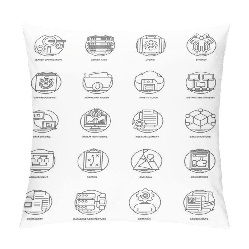 Personality  Business And Data Management Line Icons Set Pillow Covers