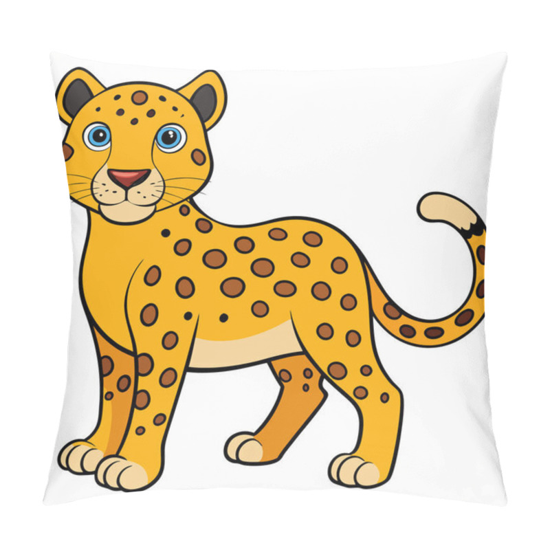 Personality  Leopard Vector Illustration, Cartoon Clipart Character, Animal In Flat Style. Pillow Covers