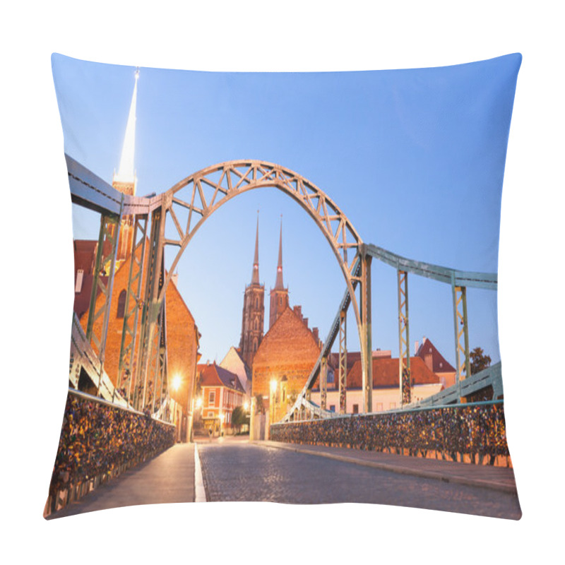 Personality  Landmark Bridge To Tum Island In Wroclaw Pillow Covers