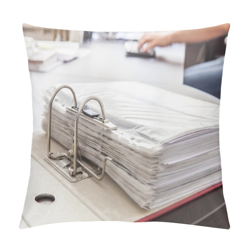 Personality  Open Binder With Papers In Plastic Wrapings On The Desk By The M Pillow Covers