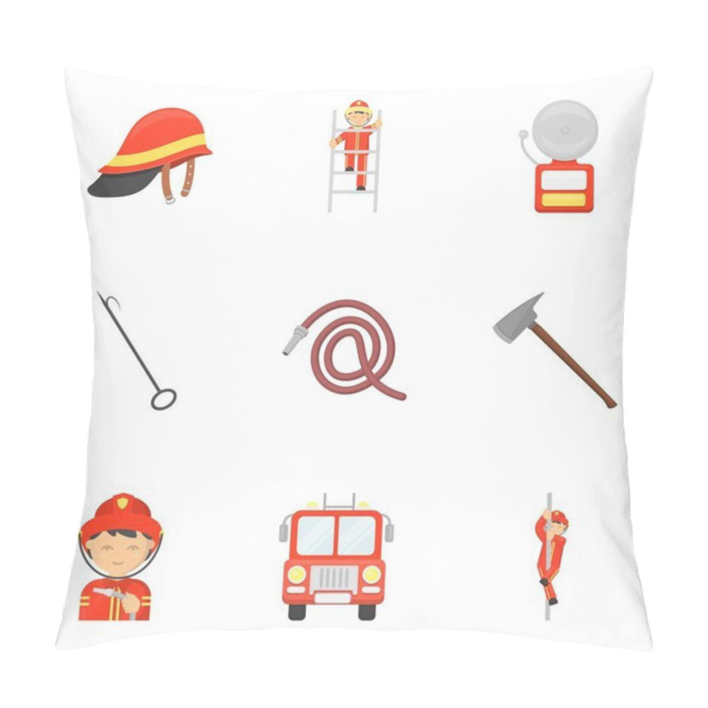 Personality  Fire Department Set Icons In Cartoon Style. Big Collection Of Fire Department Vector Symbol Stock Illustration Pillow Covers