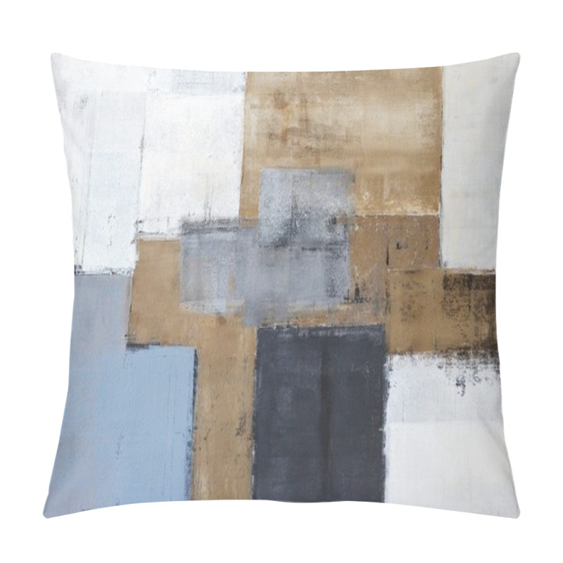 Personality  Grey And Brown Abstract Art Painting Pillow Covers