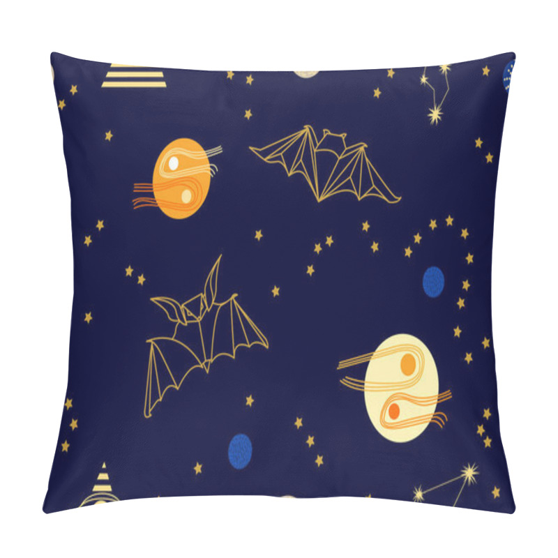 Personality  Fantasy Background With Bats Flying In The Dark Sky. Pillow Covers