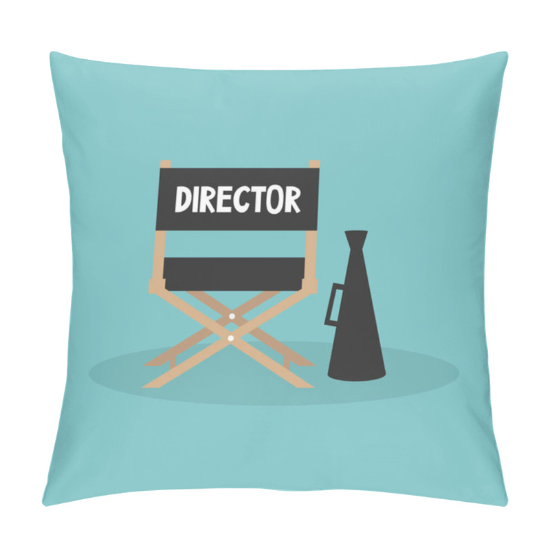 Personality  Film Industry. Director's Chair And Megaphone/ Editable Flat Vector Cartoon Illustration Pillow Covers