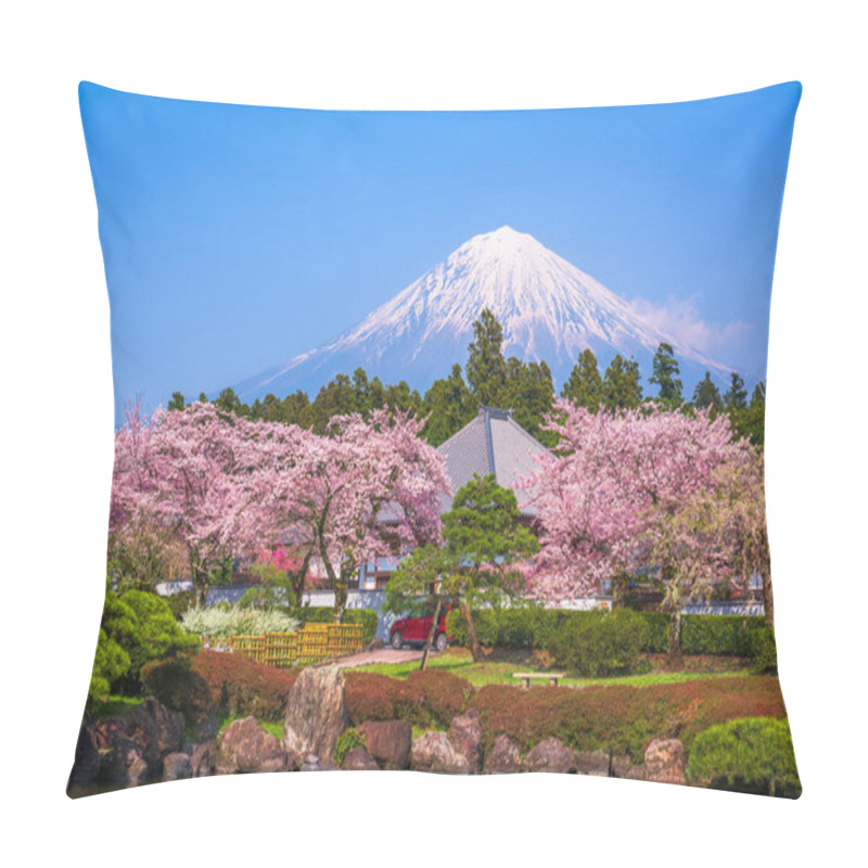 Personality  Fujinomiya, Shizuoka, Japan With Mt. Fuji In Spring. Pillow Covers