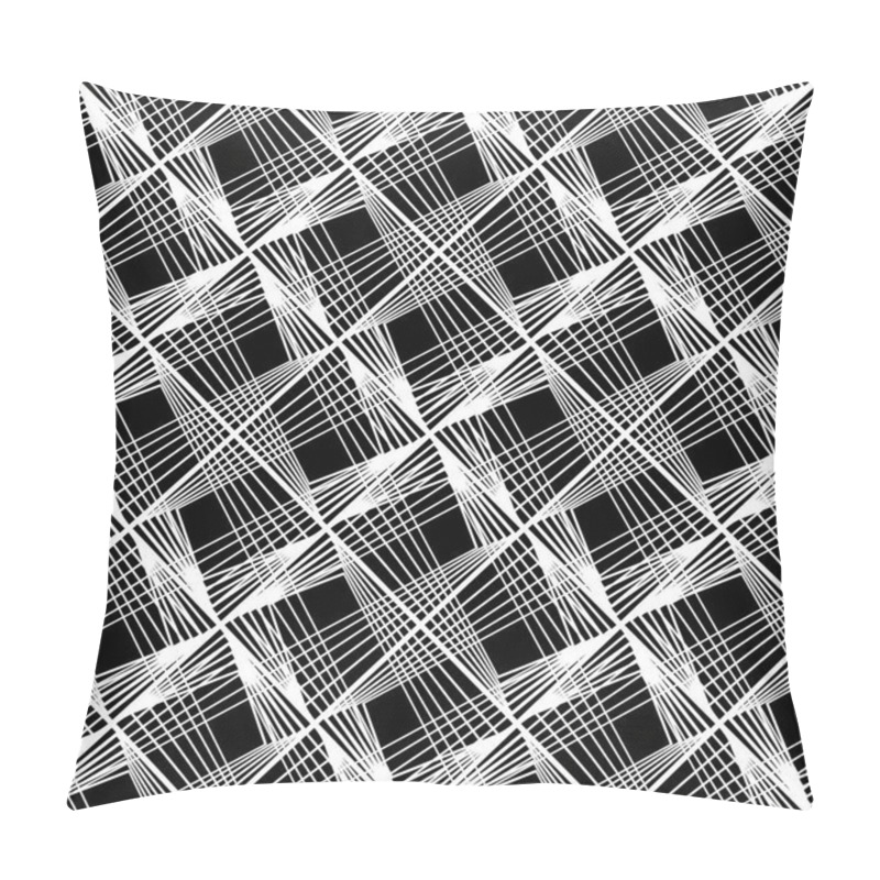 Personality  Design Seamless Monochrome Geometric Pattern. Abstract Lines Textured Background. Vector Art. No Gradient Pillow Covers