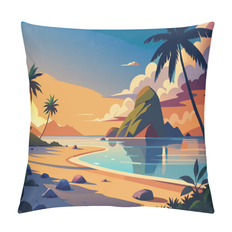 Personality  Summer Tropical Beach Landscape Background Pillow Covers