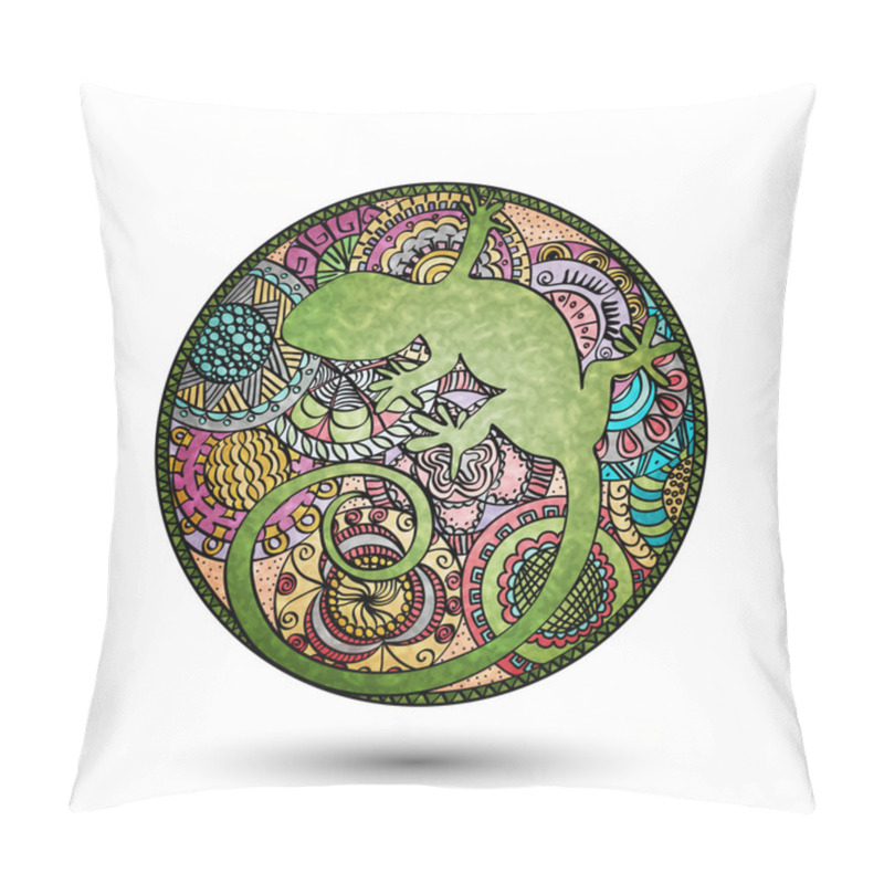 Personality  Stained Glass With Images Of Lizards And Ornament Hand Painted Pillow Covers