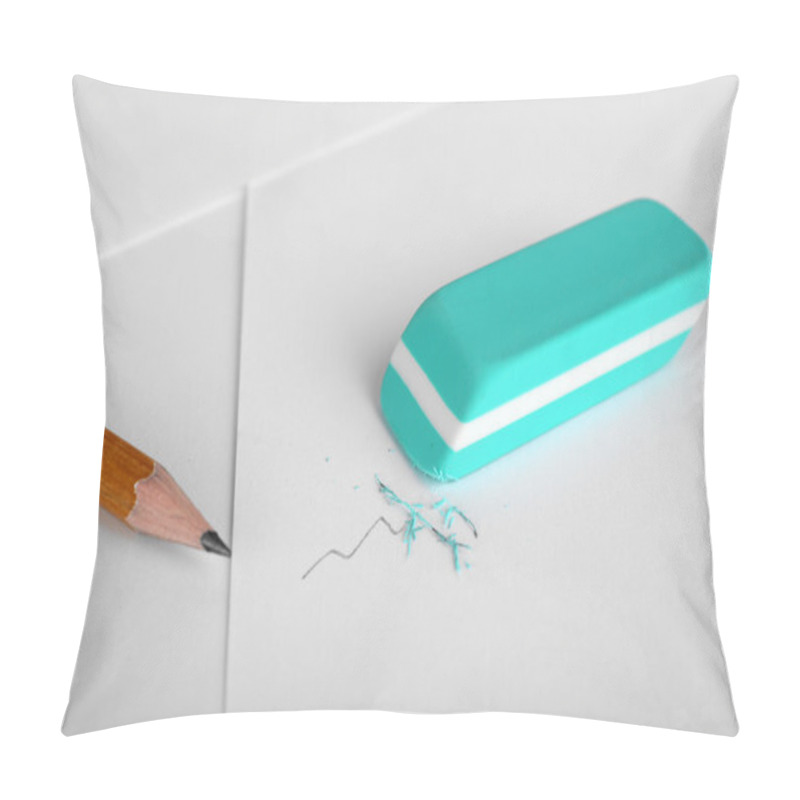 Personality  Eraser And Pencil On Paper Background Pillow Covers