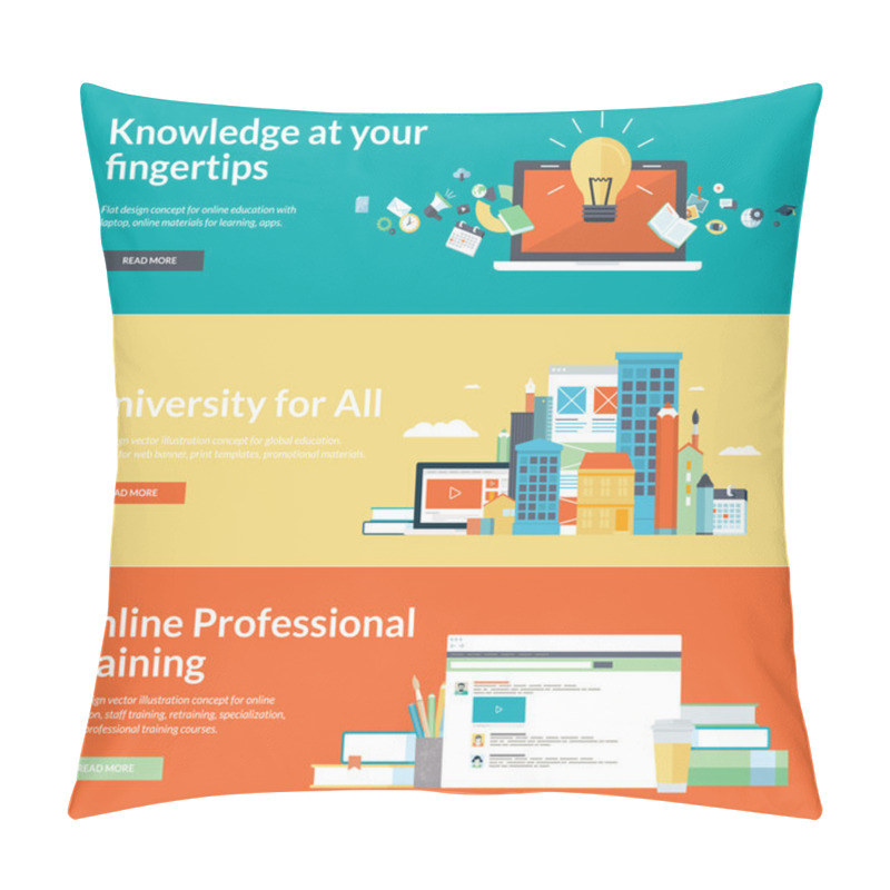 Personality  Flat Design Vector Illustration Concepts For Online Education,online Professional Training Courses, Staff Training, Retraining, Specialization, University, Distance Education, Tutorials Pillow Covers