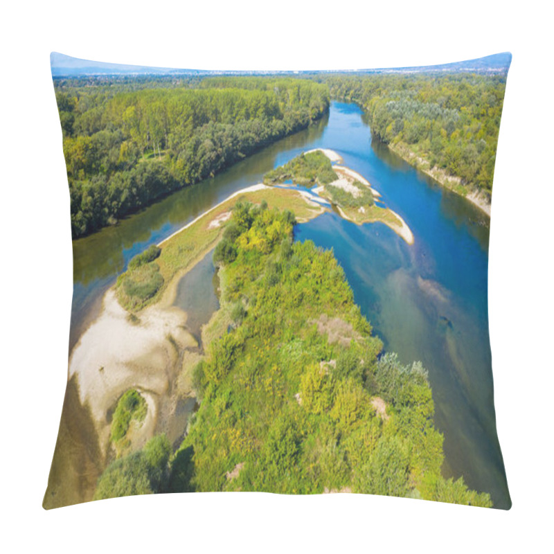 Personality  Aerial View Of The Gravel Bar On The Sava River Near Zagreb Pillow Covers