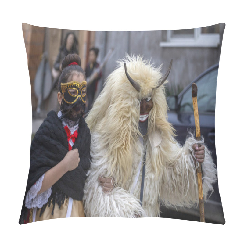 Personality  Busojaras (Buso-walking) An Annual Masquerade Celebration Of The Sokci Ethnic Group Living In The Town Of Mohacs, Hungary. Pillow Covers