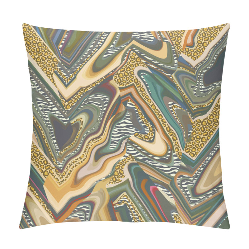 Personality  Abstract Zebra, Leopard Textured Gradient Pattern. Animal Design. Wildlife Print. Exotic Africa Safari. Colorful Wavy Lines Skin Fashion. Pillow Covers