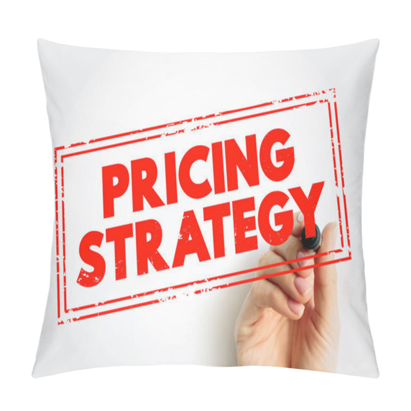 Personality  Pricing Strategy Text Concept Stamp For Presentations And Reports Pillow Covers