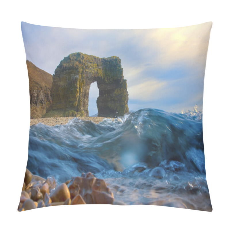 Personality  Arch Of Steller (in Honor Of Zoologist Georg Steller). Massive Stone Arch On Shore Of Pacific Ocean. Bering Island. Commander Islands, Rock Formation, Natural Wonder, Freak Of Nature Pillow Covers