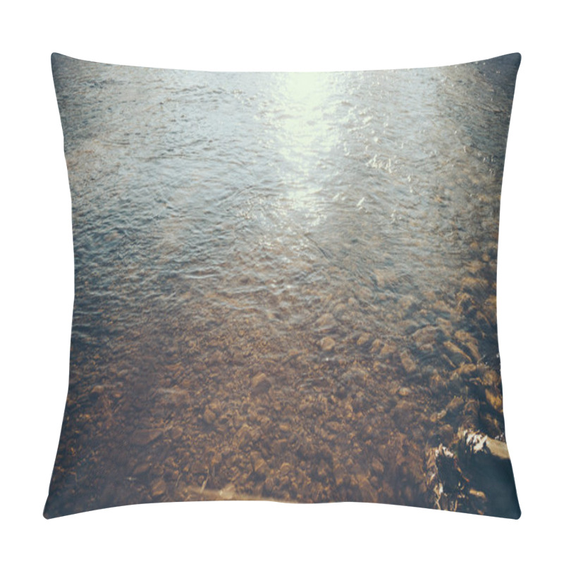 Personality  Close-up Shot Of Beautiful Transparent Water In Mountain River, Carpathians, Ukraine Pillow Covers