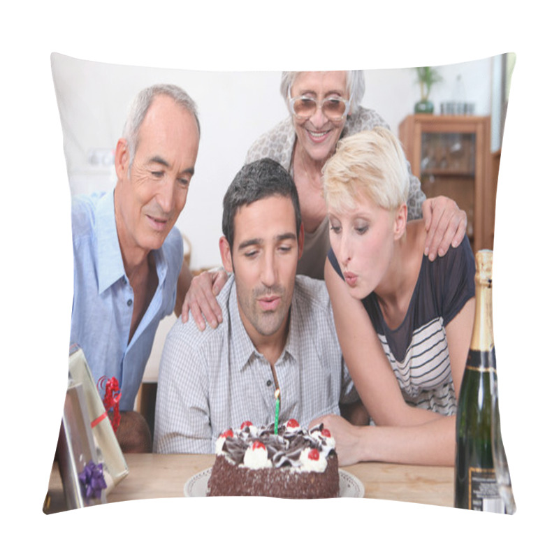 Personality  Woman Blowing Birthday Candles In Family Pillow Covers