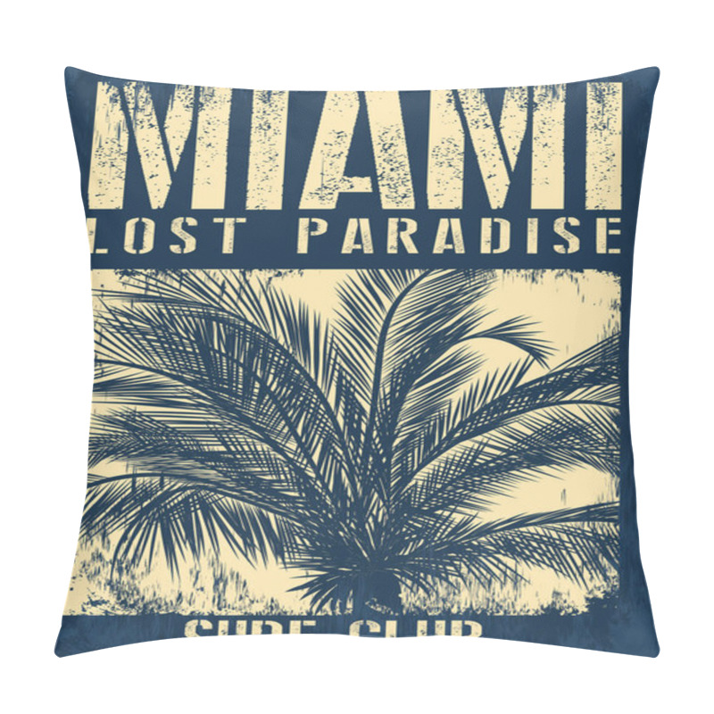 Personality  Miami Beach Typography With Floral Illustration For T-shirt Prin Pillow Covers