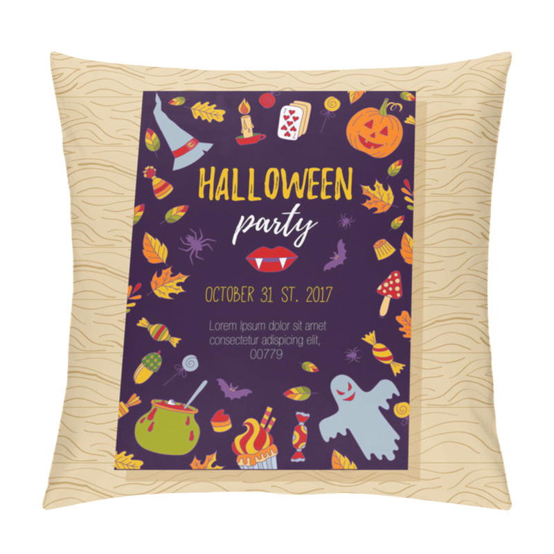 Personality  Halloween Party Invitation With Doodles Pillow Covers