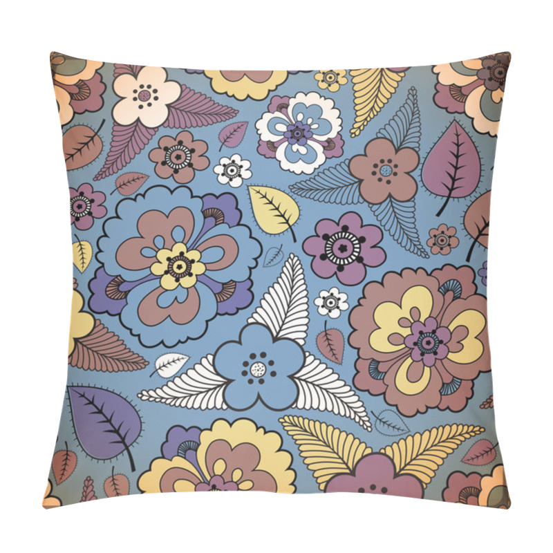 Personality  Brown And Blue Flowers On Blue Background Pillow Covers