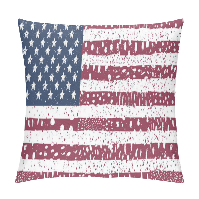 Personality  American USA Flag With Grunge Texture Background  Pillow Covers