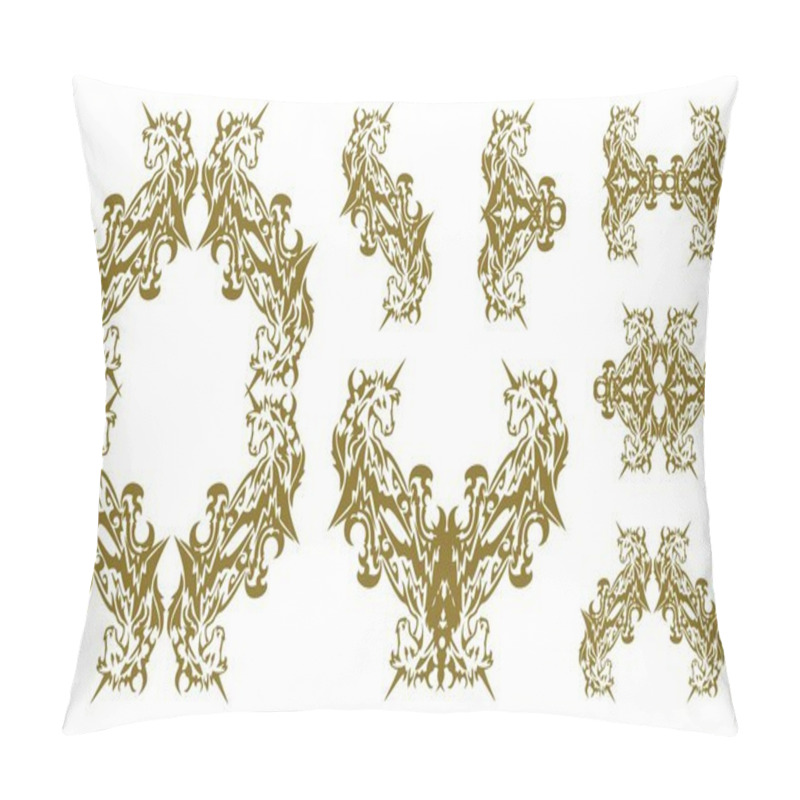 Personality  Tribal Decorative Golden Unicorn Symbols Pillow Covers