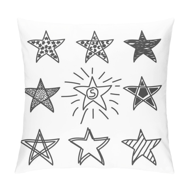 Personality  Collection Of Drawing Stars.Doodle Style. Pillow Covers